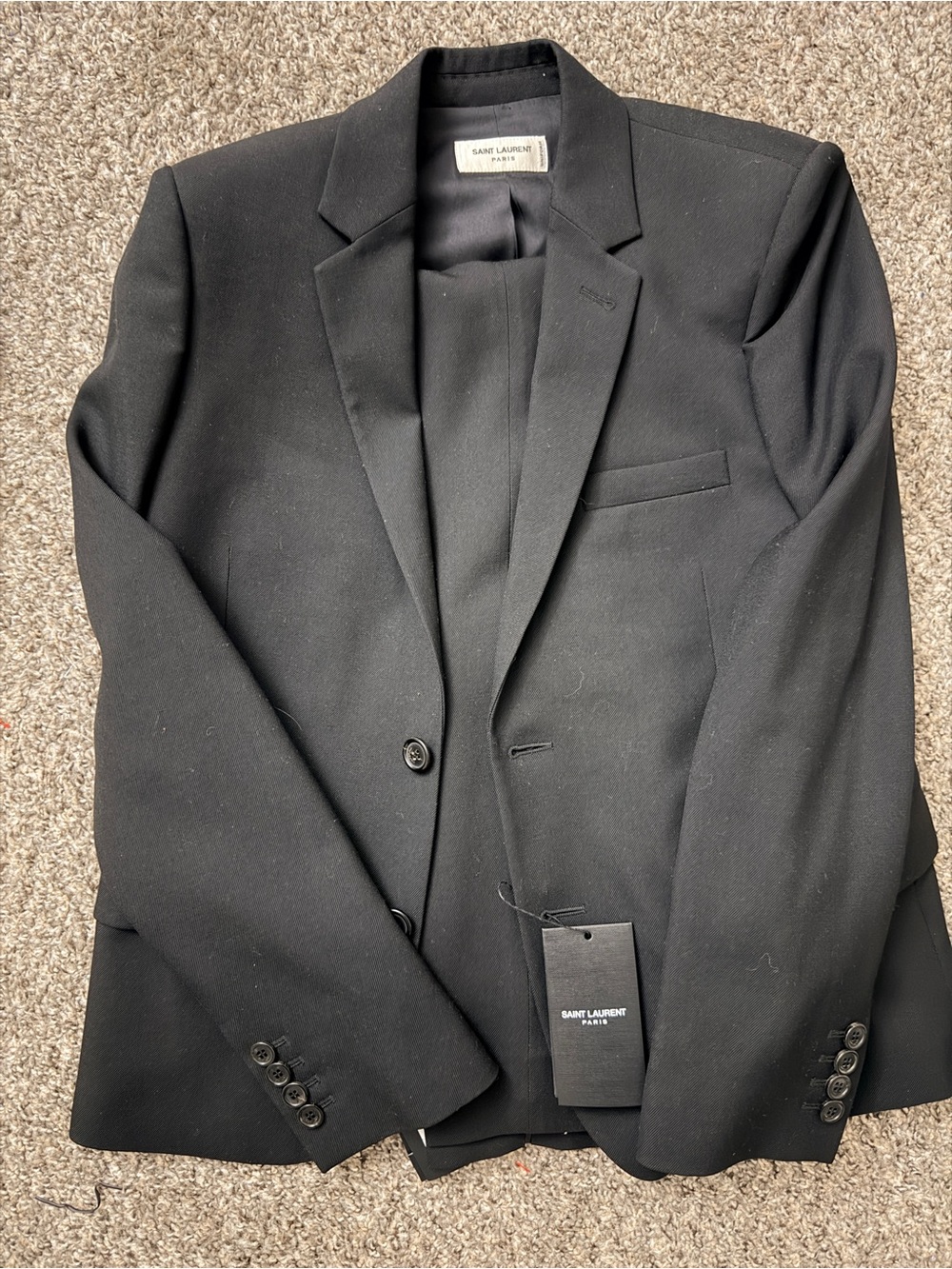 Saint Laurent Black Tailored Blazer with Pants Suit Set YSL